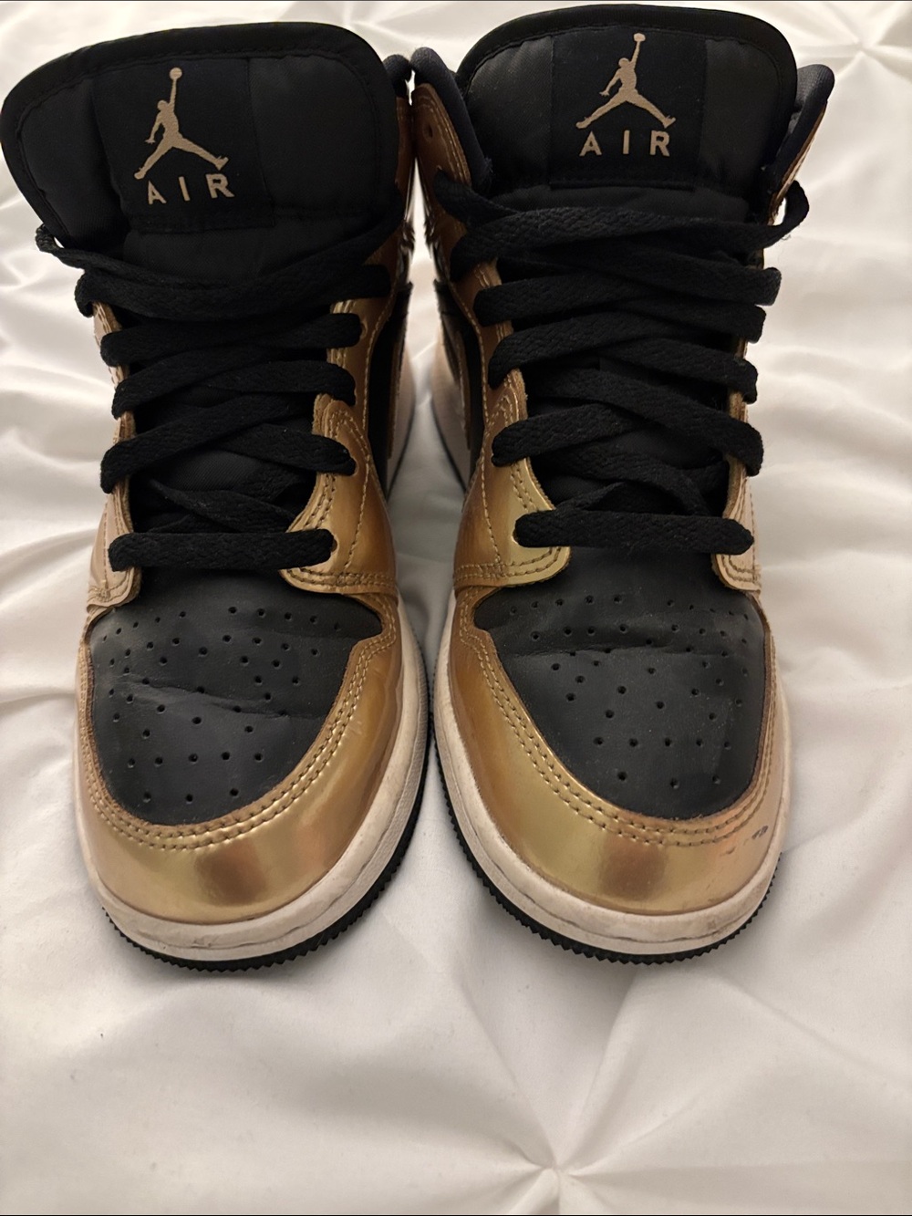 Jordan Kids Metallic Gold and Black High-Top Sneakers